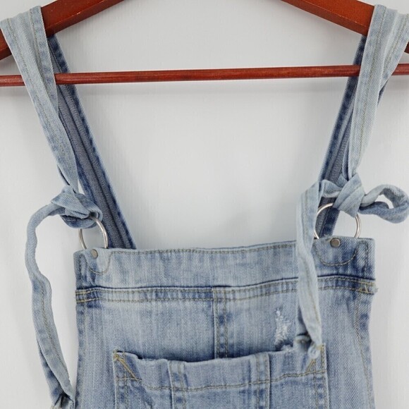 Basic House TBH Overall Womens Small Blue Denim Light Wash Crop Distressed Korea - Picture 6 of 16